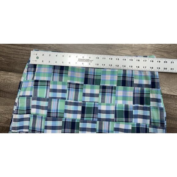 Talbots Madras Plaid Patchwork Mini Skirt Size 16P Petite Preppy Blue Golf NWT - Picture 7 of 8